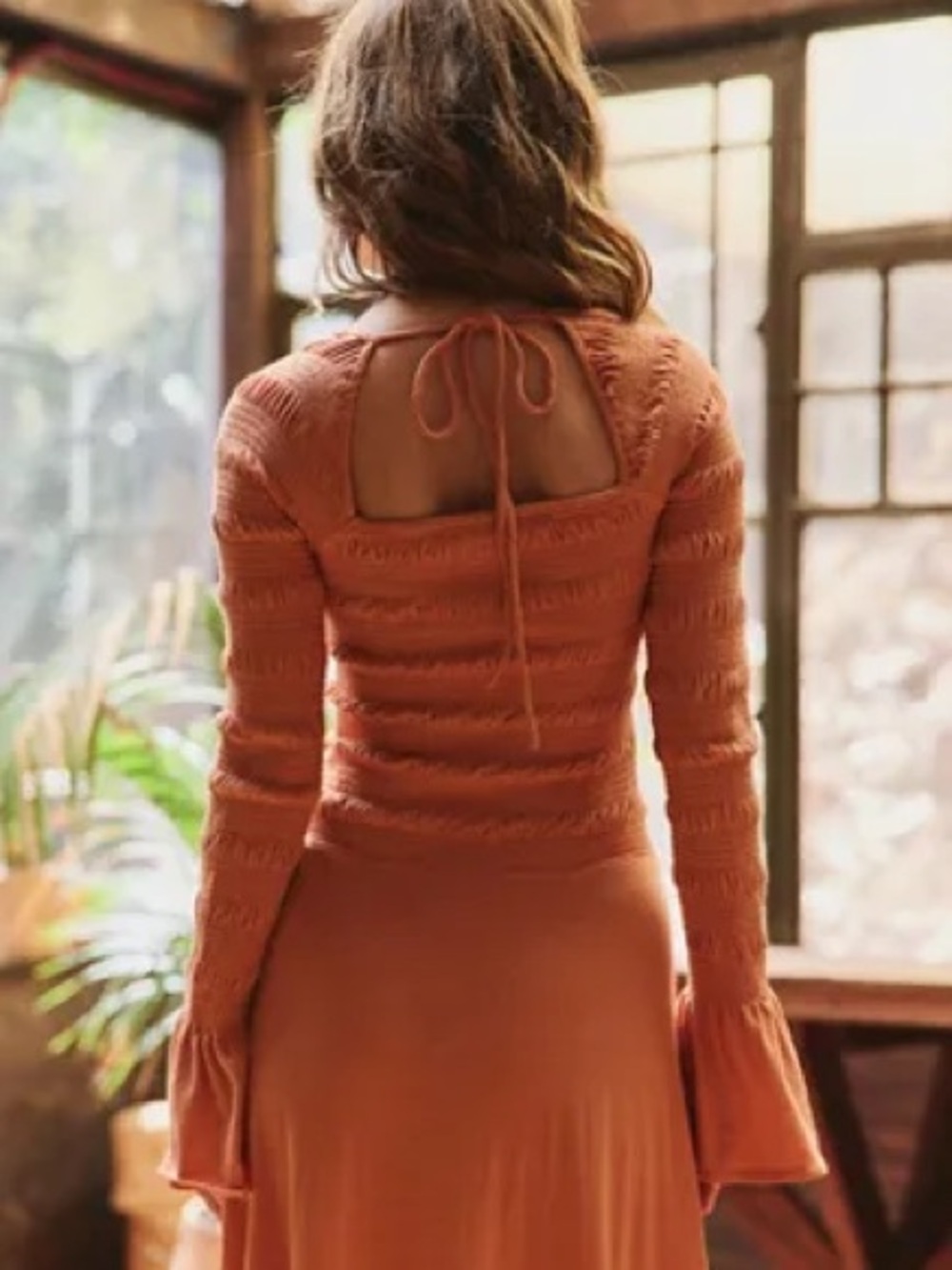 NWT Free People Kiera Midi Dress in Candied Melon Orange